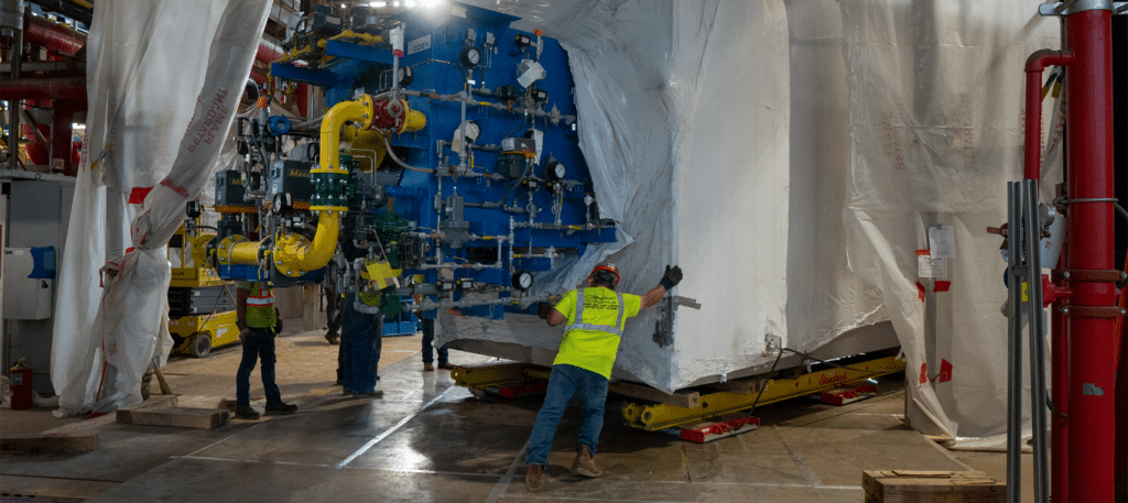 Chicago O'Hare Airport Boiler Moved Using Air Skids