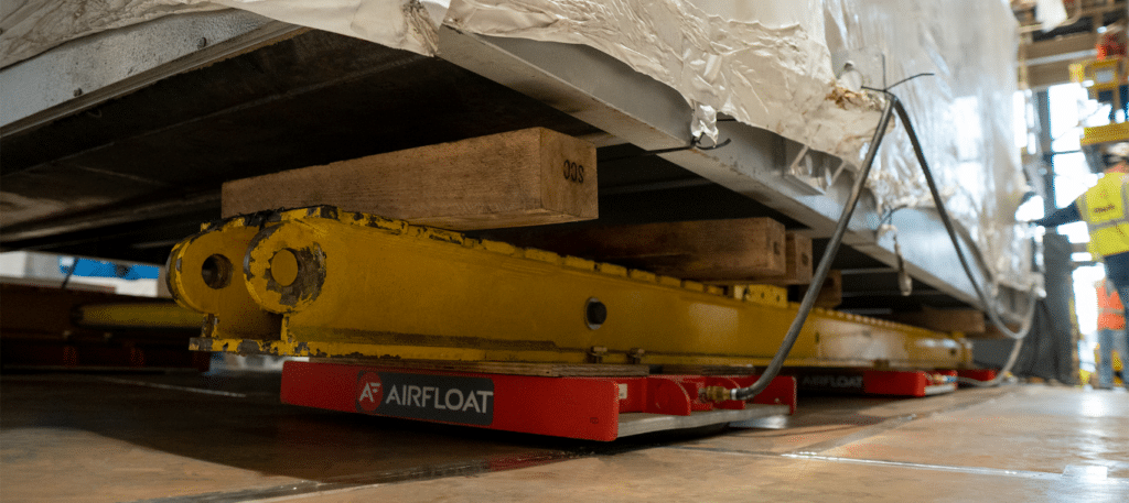 Air Caster Skids moving heavy boiler at O'Hare Airport